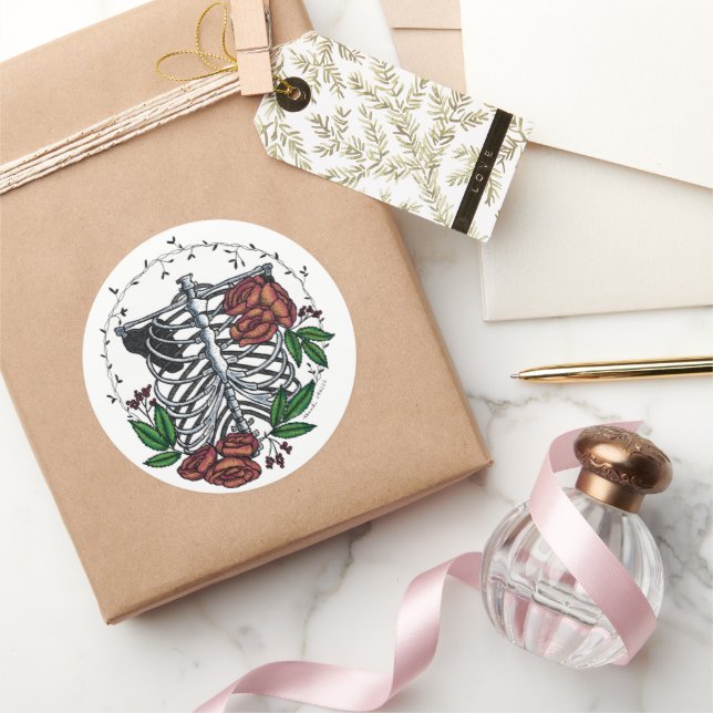 Floral Ribs Classic Round Sticker (Gifting)