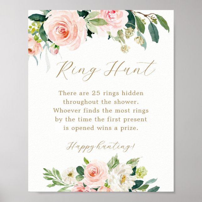Floral Ring Hunt Bridal Shower Game Poster (Front)