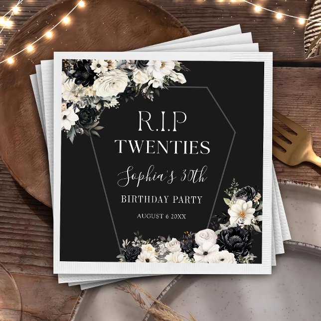 Floral Rip 20s 30th Birthday Party Napkins (Creator Uploaded)