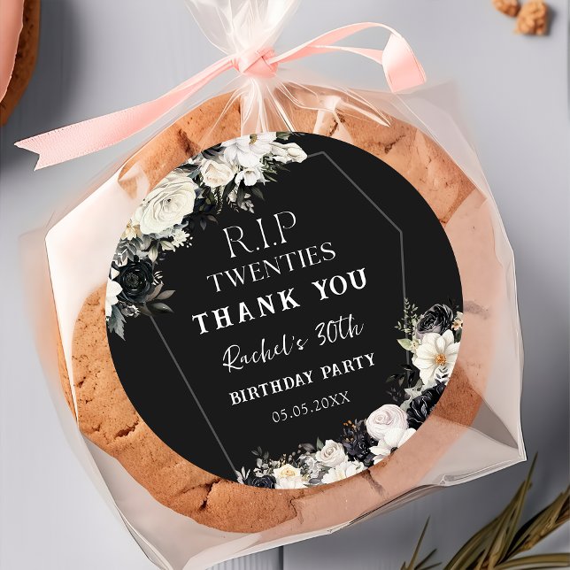 Floral RIP Twenties 30th Birthday Classic Round Sticker (Creator Uploaded)