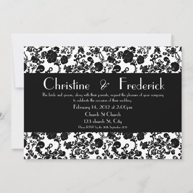 Floral Rococo Wedding, 5"x7" invitation. Invitation (Front)