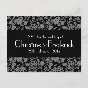 Floral Rococo Wedding, RSVP postcard
