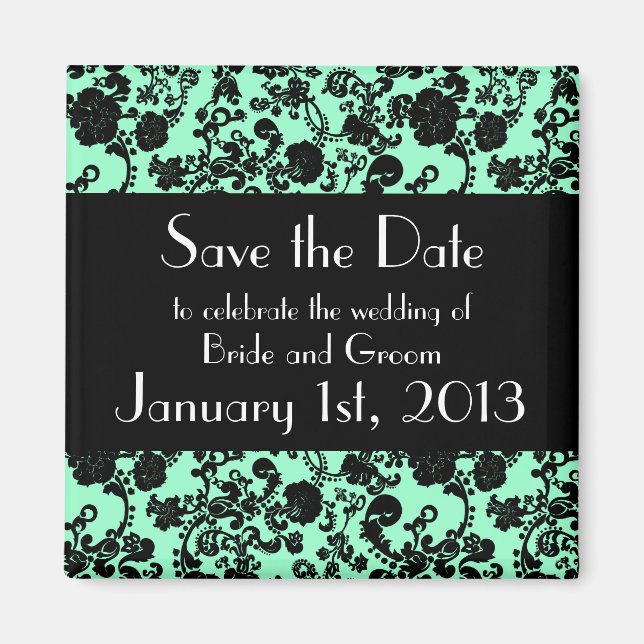 Floral Rococo Wedding, save the date magnet (Front)