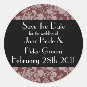 Floral Rococo Wedding, save the date round sticker