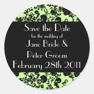 Floral Rococo Wedding, save the date round sticker