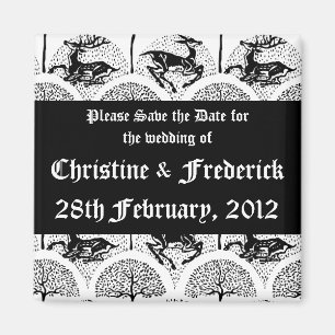 Floral Rococo Wedding, square save the date magnet