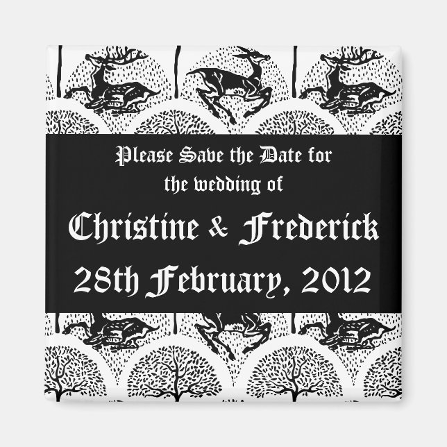 Floral Rococo Wedding, square save the date magnet (Front)