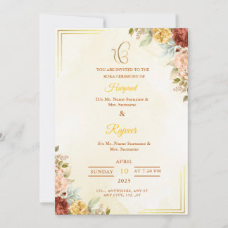 Floral Roka Ceremony Invitation, Engagement Card