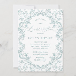 Floral Romance Chinoiserie Blue Bridal Shower Invitation