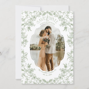 Floral Romance Chinoiserie Classic Love Sage Green Save The Date