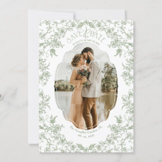 Floral Romance Chinoiserie Classic Love Sage Green Save The Date