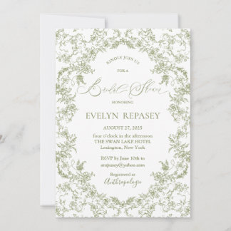 Floral Romance Chinoiserie Eucalyptu Bridal Shower Invitation