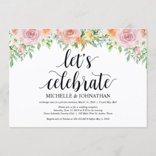 Floral Romance Elopement Reception Invitation Card