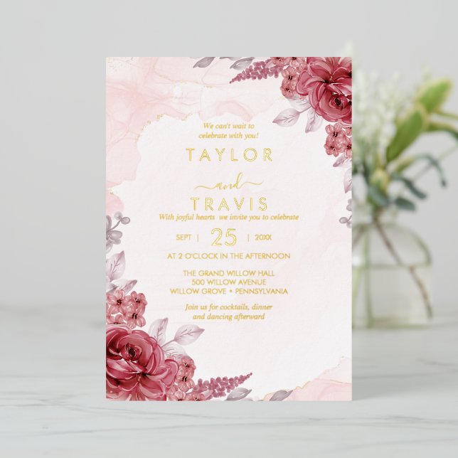 Floral Romance | Gold Foil All-In-One Wedding (Standing Front)