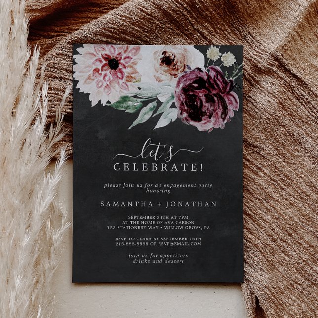 Floral Romance | Grey Let's Celebrate Invitation (Creator Uploaded)