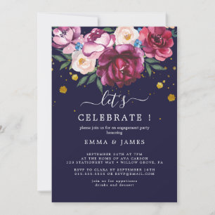 Floral Romance Grey "Let's Celebrate" Invitation