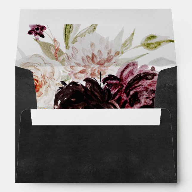 Floral Romance | Grey Wedding Invitation Envelope (Back (Bottom))