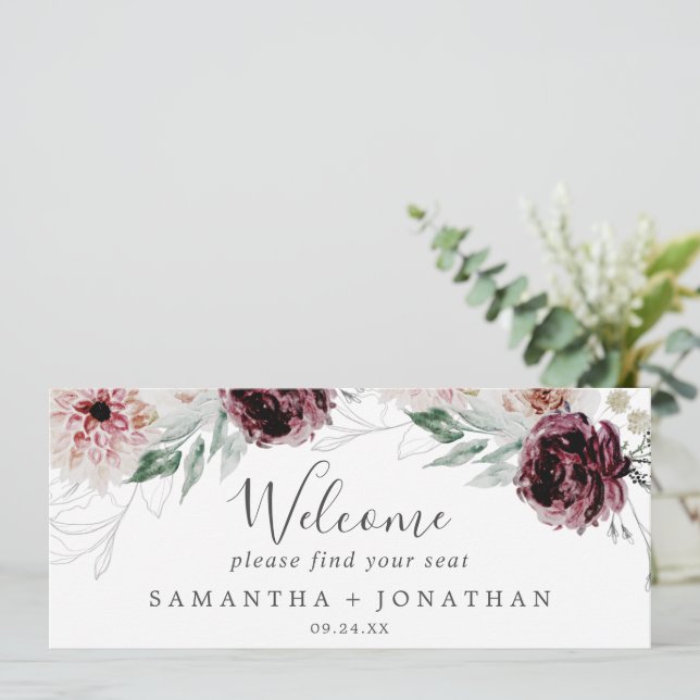Floral Romance Hanging Seating Chart Header (Standing Front)