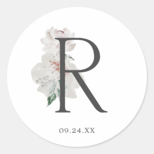 Floral Romance Letter R Monogram Envelope Seals