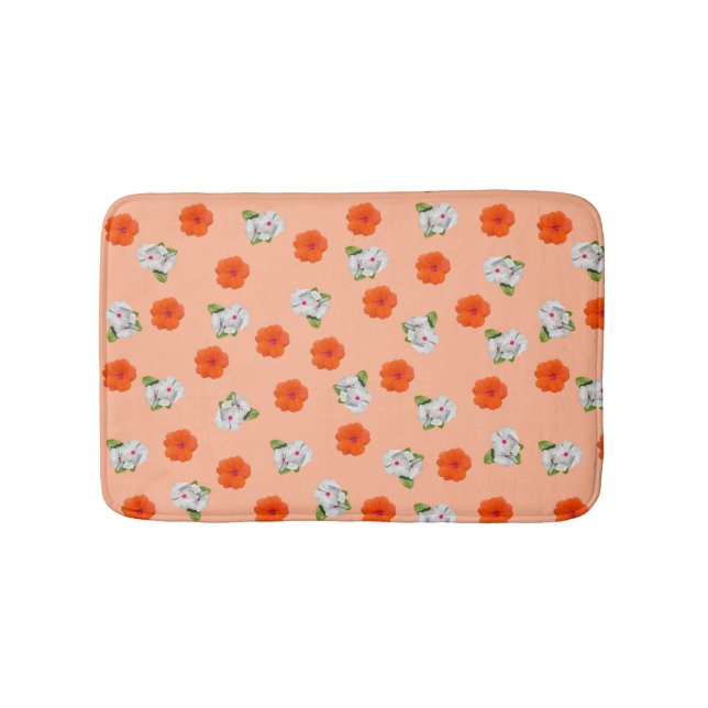 Floral Romance (peach background) Bath Mat (Front)