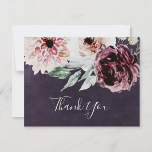 Floral Romance Plum Thank You Card