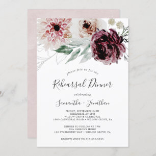 Floral Romance Rehearsal Dinner Invitation