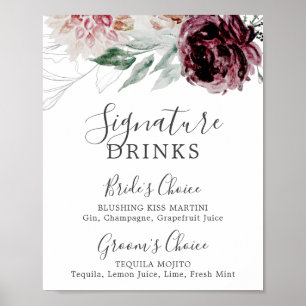 Floral Romance Signature Drinks Sign