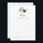 Floral Romance Wedding Advice Card<br><div class="desc">This floral romance wedding advice card is perfect for an elegant wedding and can be used for any event. The modern rustic boho design features romantic watercolor flowers in soft tones of burgundy, mauve, blush pink and cream white with green leaves. These advice cards can be used as a guestbook...</div>