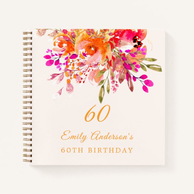 Floral Romantic 60th Birthday Guest Book (Front)