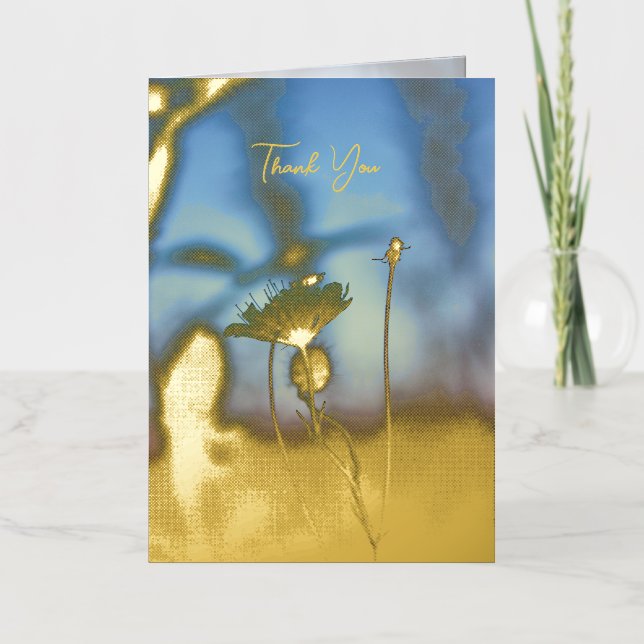 Floral Romantic Poem – Botanical Poetic Thank You Foil Holiday Card (Front)