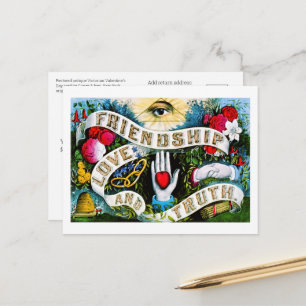 Floral Romantic Valentine Love Friendship Masonic  Postcard