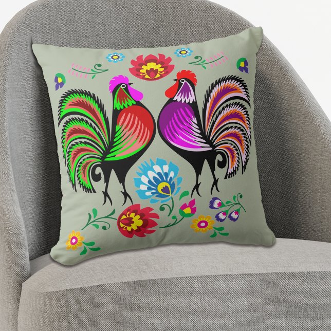 Floral Rooster Boho Pattern Cushion (Creator Uploaded)