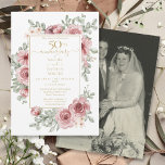 Floral Rose 50th Golden Anniversary Wedding Photo  Invitation<br><div class="desc">An elegant 50th golden wedding anniversary invitation featuring pretty rose florals and elegant gold typography with your special photo on the reverse. Designed by Thisisnotme©</div>