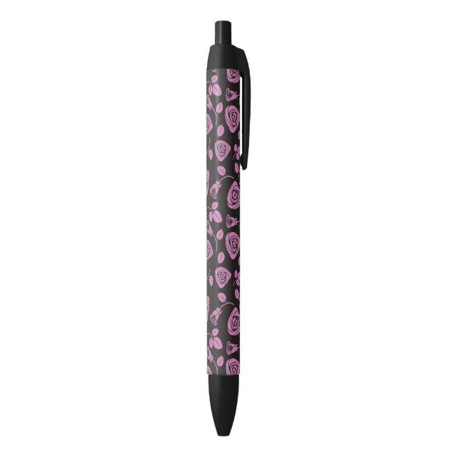 Floral Rose Background Black Ink Pen (Bottom (Vertical))