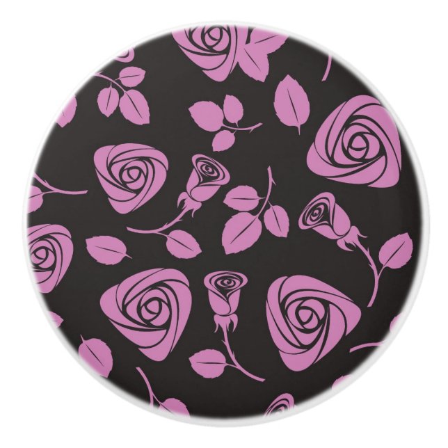 Floral Rose Background Ceramic Knob (Front)