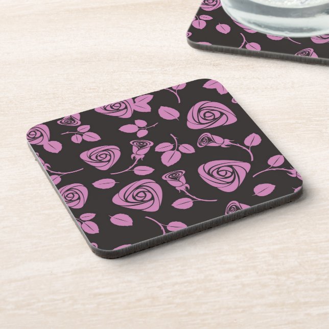 Floral Rose Background Coaster (Left Side)