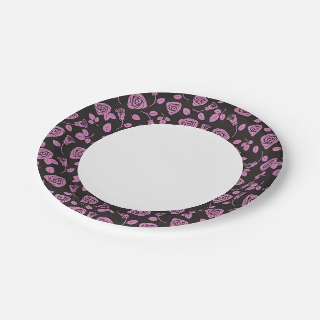 Floral Rose Background Paper Plate (Angled)