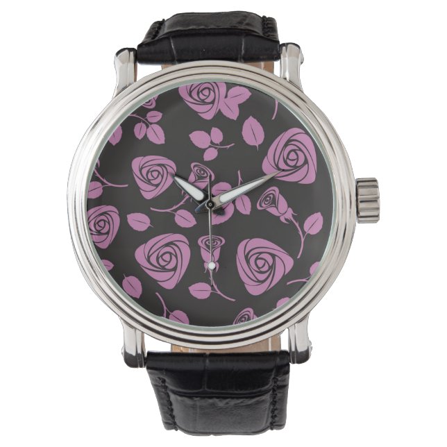 Floral Rose Background Watch (Front)