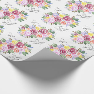 Floral Rose Bouquet Custom To and From Wrapping Paper