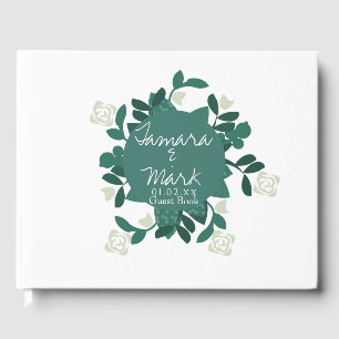 Floral Rose Bunch Wreath Botanical Wedding Logo Guest Book
