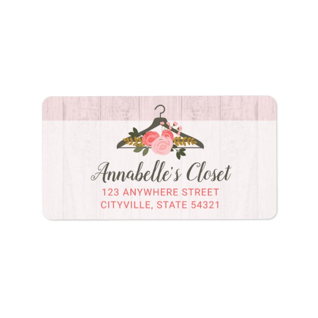 Floral Rose Clothes Hanger Closet Fashion Boutique Label (Front)