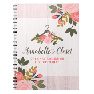 Floral Rose Clothes Hanger Closet Fashion Boutique Notebook