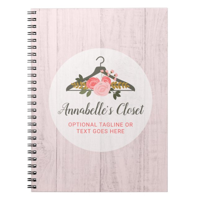Floral Rose Clothes Hanger Closet Fashion Boutique Notebook (Front)