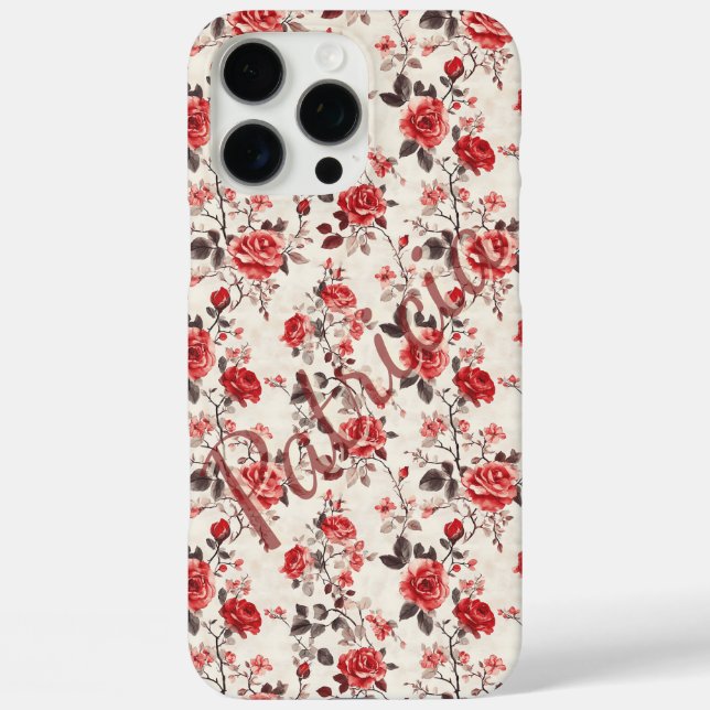 Floral Rose Custom Name Iphone Case For Women (Back)