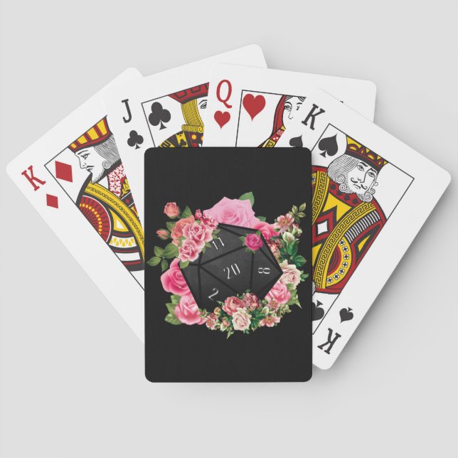 Floral Rose D20 Tabletop RPG Gaming Dice Playing Cards (Back)
