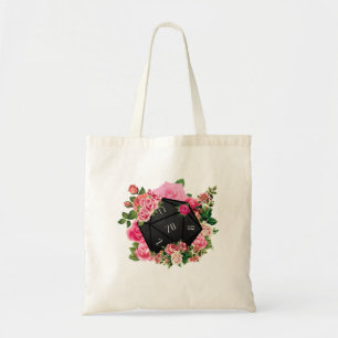 Floral Rose D20 Tabletop RPG Gaming Dice Tote Bag