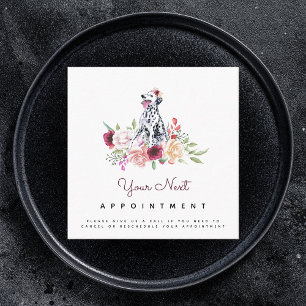 Floral Rose Dalmatian Dog Illustration Appointment Square Business Card