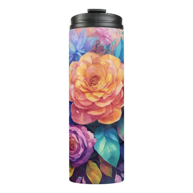  Floral Rose Design Thermal Tumbler (Front)