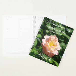Floral Rose Ecclesiastes Peach Pink Personalised Planner