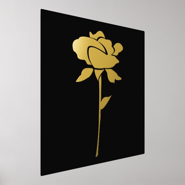 Floral Rose Flower Gold Golden Black Spring Summer Foil Prints (Laydown)